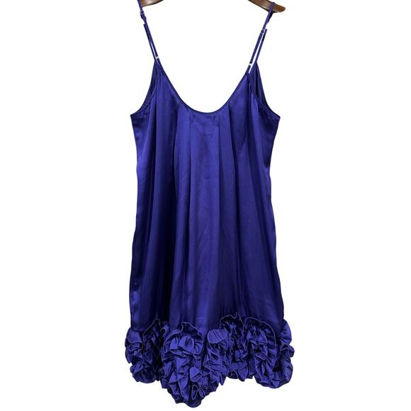 Aqua Women's Sz M Mini Balloon Bubble Ruffle Dress Spaghetti Strap Purple Y2K - Picture 2 of 6